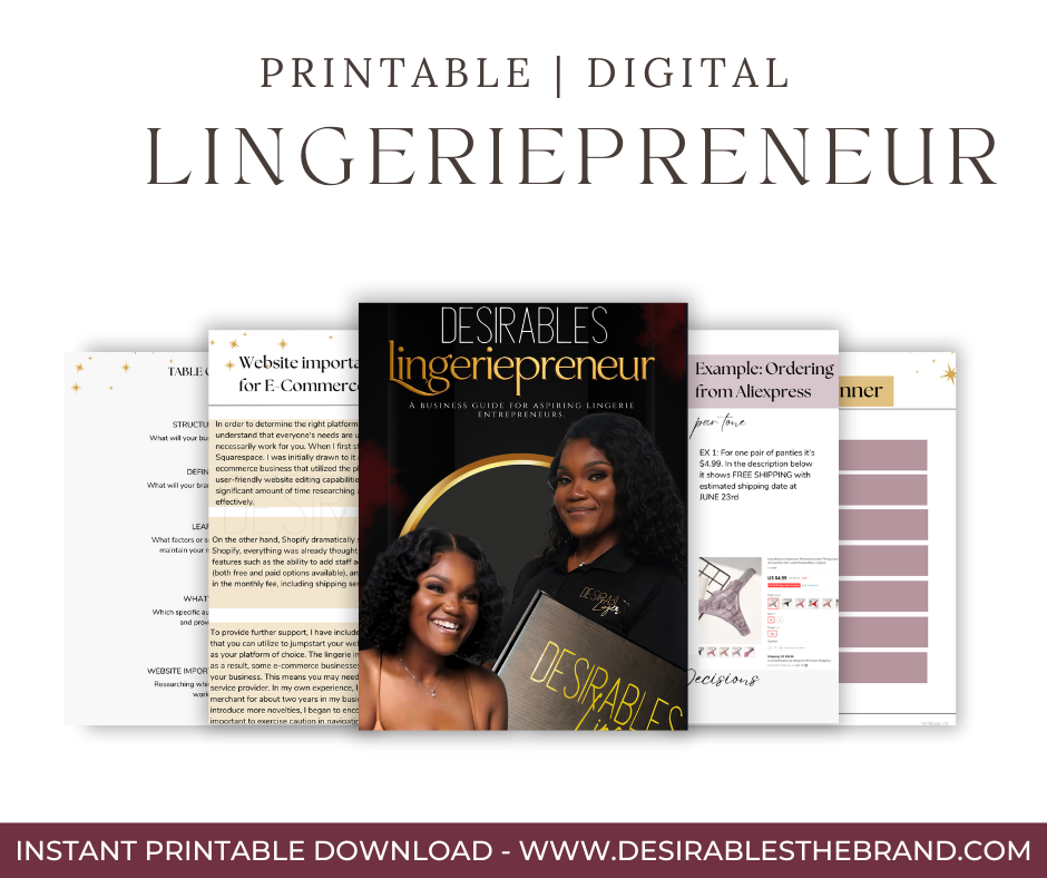 Lingeriepreneur Desirables Lingerie & Accessories